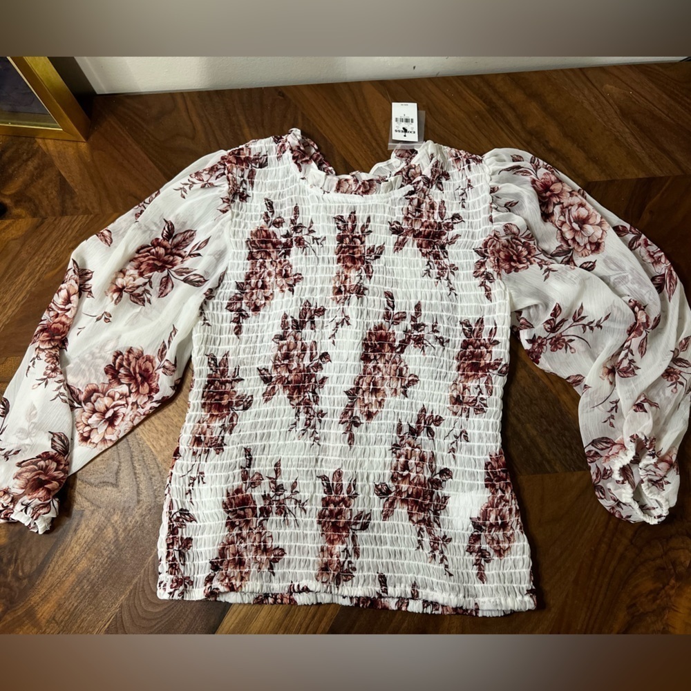 Express shirred floral blouse size small NWT